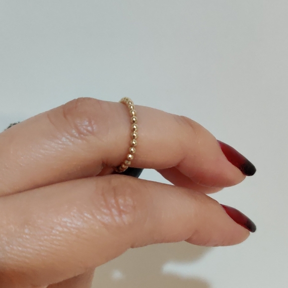 14k Yellow Gold Filled Beaded Dot Ring - Picture 2 of 5